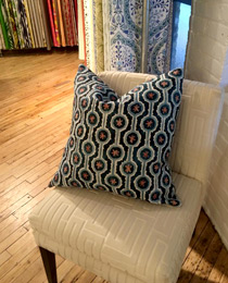 Leap pillow in Blended Blue showroom