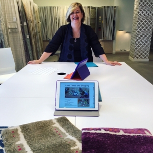 Lisa Peck presenting at Pollack NY showroom