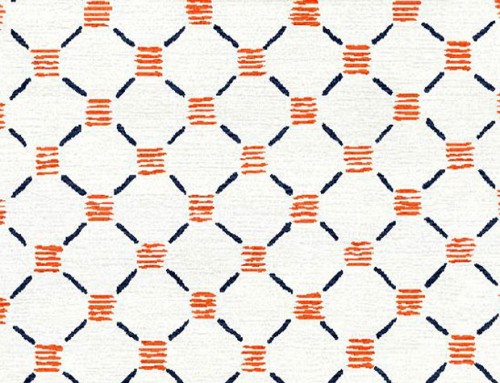 SylvieAndMira Stitches Orange Blue Rug