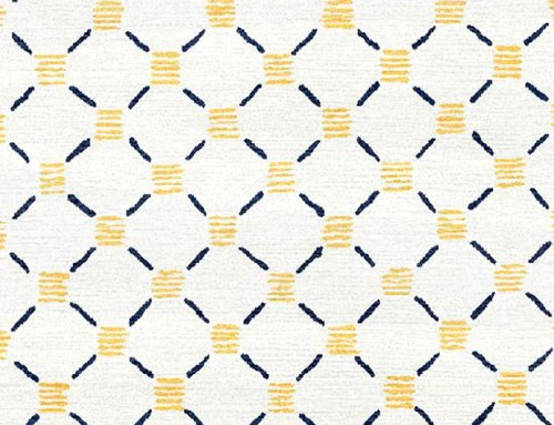 SylvieAndMira Stitches Yellow Navy wool Rug